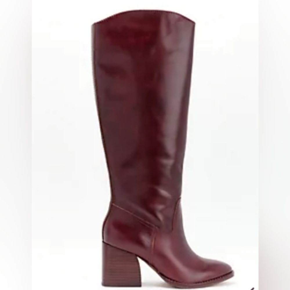 Vince Camuto Leather Mahogany Over the Knee Boots Size 11 Wide Calf, Heel 2.57